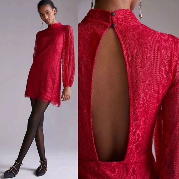 New Maeve Open Back Lace Mini Dress Red
Size 8 new - Picture 1 of 12
